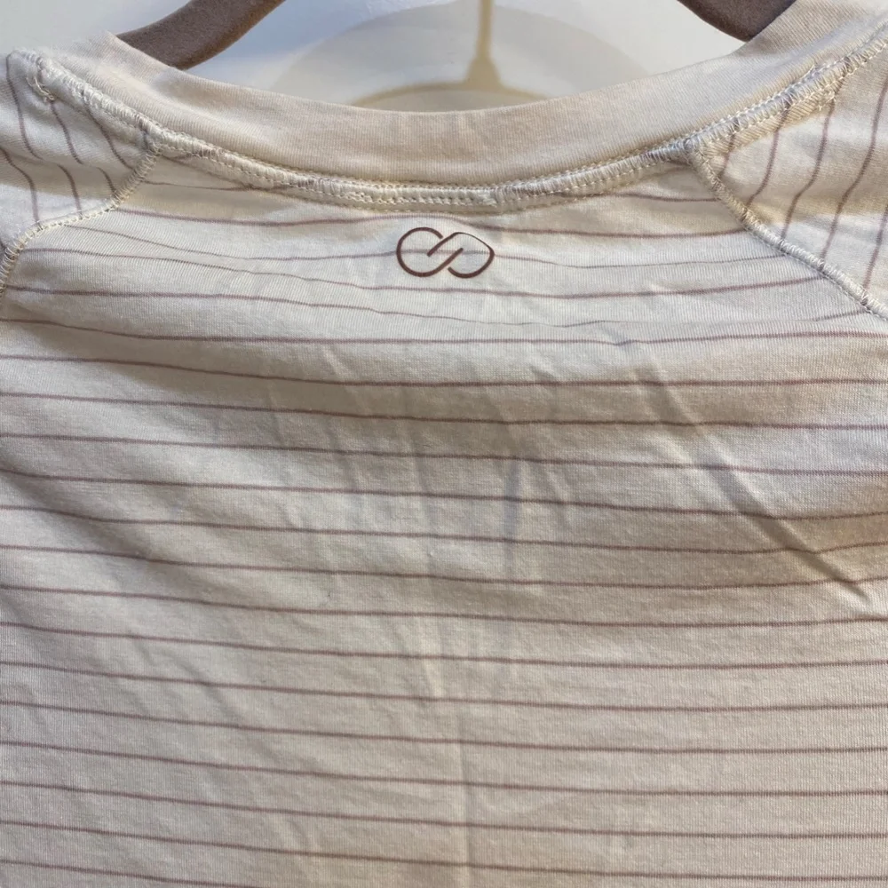 CALIA Everyday Long Sleeve white with Lavender stripes, ruched sleeves - Picture 6 of 6